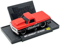 1972 Chevrolet C-10 Pickup Truck Red and Black "Edelbrock" 1/64 Diecast Model Car by Muscle Machines