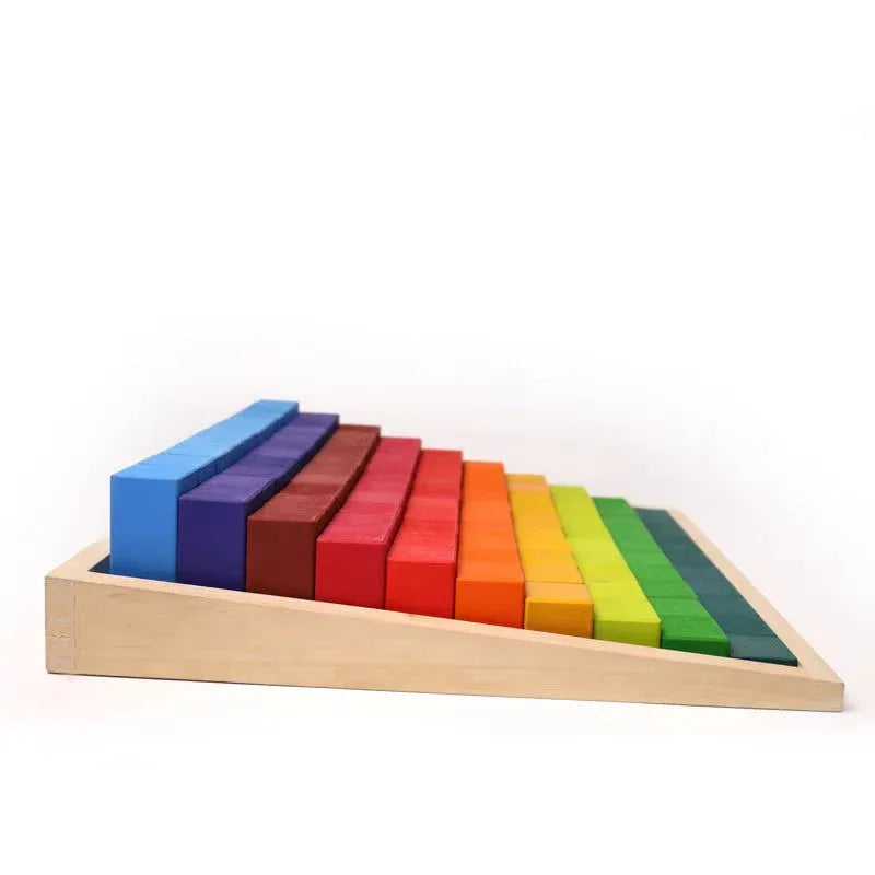 100 Pcs STAINED Large Stepped Counting Wooden Stacking Blocks - BIG FRENCHIES