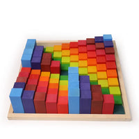 100 Pcs STAINED Large Stepped Counting Wooden Stacking Blocks - BIG FRENCHIES