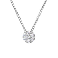 14K White Gold 1/4 Cttw Shared Prong Set Round-Ct Diamond 7 Stone Floral Cluster 18" Pendant Necklace (H-I Color, SI2-I1 Clarity)