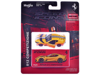 Ferrari 812 Competizione Yellow Metallic with Silver Stripe "Speed Icons" Series 1/64 Diecast Model Car by Maisto