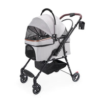 4-Wheel Foldable Pet Stroller for Dogs & Cats 360° Rotating Wheels, Separable Carrier & Travel Bag for Small Animals