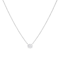 14K White Gold 1/2 Cttw Lab Grown Oval Shape Solitaire Diamond East West 18" Pendant Necklace (E-F Color, VS1-VS2 Clarity)