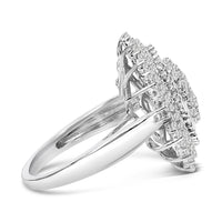Sterling Silver 2.0 Cttw Diamond Oval Halo Cocktail Ring
