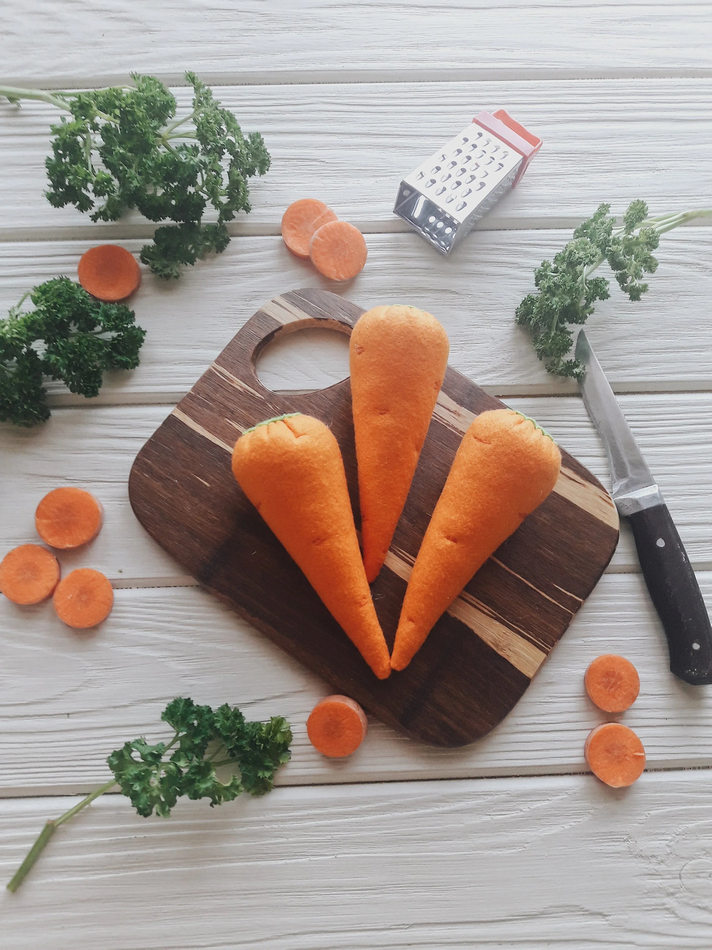 Carrot play food, felt food vegetables - BIG FRENCHIES