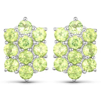 6.80 Carat Genuine Peridot .925 Sterling Silver 3 Piece Jewelry Set (Ring, Earrings, and Pendant w/ Chain)