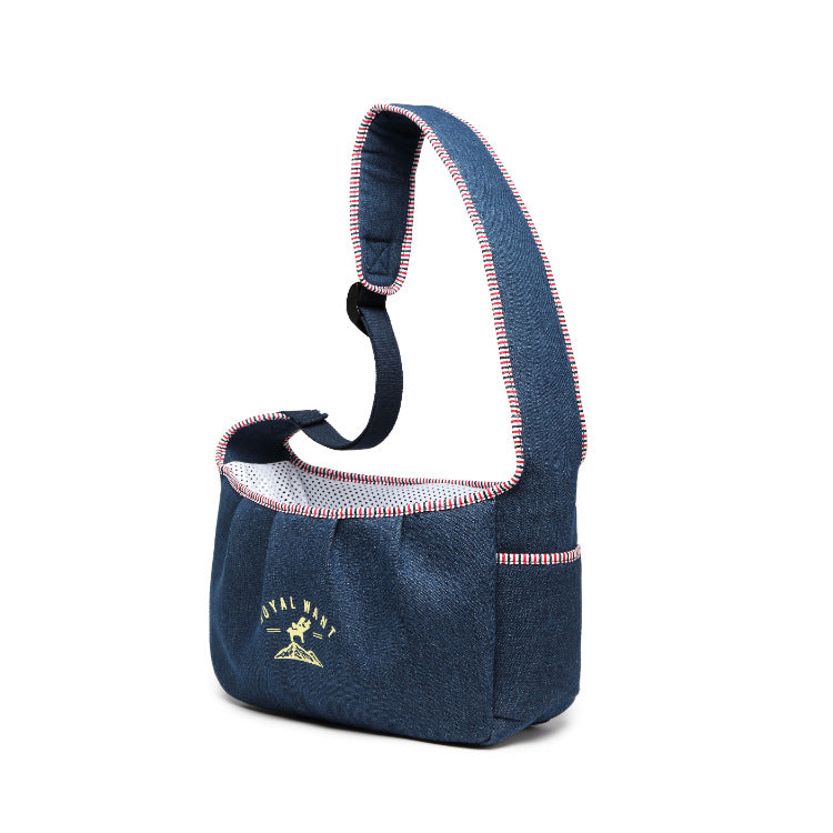 Pet Shoulder Carrier Denim Breathable Adjustable Strap-Pet Carriers & Travel-BIG FRENCHIES-Jane's Pet Boutique