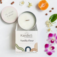 Vanilla Fleur Luxury Candle | 8oz Non-Toxic Soy Candle with Wooden Wick | Clean Burn