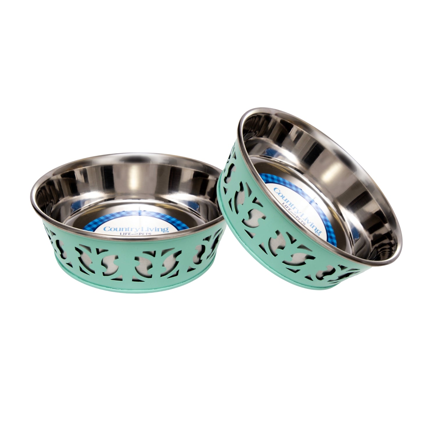 Country Living Set of 2 Stainless Steel Dog Bowls – Farmhouse Style, Ideal for Small to Medium Dogs - BIG FRENCHIES