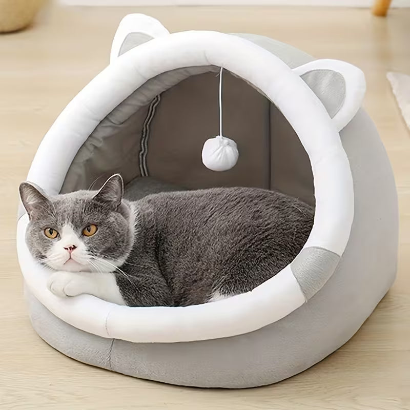 Cozy Cat Cave Bed – Soft Indoor Pet Tent & Cushion for Cats and Small Dogs