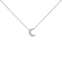 10K White Gold Diamond Accented Crescent Moon Shaped 18" Inch Pendant Necklace (H-I Color, I1-I2 Clarity)