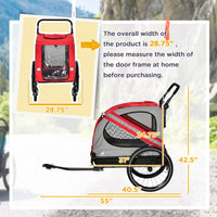2-in-1 Pet Bike Trailer for Small Medium Dogs, Road-Visibility Dog Stroller Bicycle Carrier, Weather-Strong Bike Wagon T