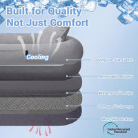 Cooling Human Dog Bed For Adults & Pets, Breathable Washable Floor Lounger, 72 In X 41 In X 12 In, Glacier Grey, Perfect