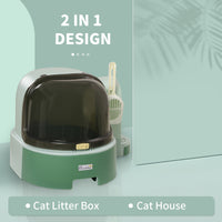 Cat Litter Box Easy to Clean Open with Scoop, Green