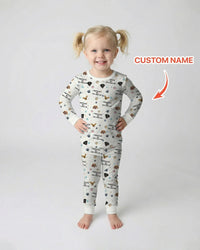Custom Dogs Photo "Protected By" Bamboo Two Piece Long Sleeve Pajama Set