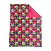 Plaid green face milk silk minky blankets - BIG FRENCHIES