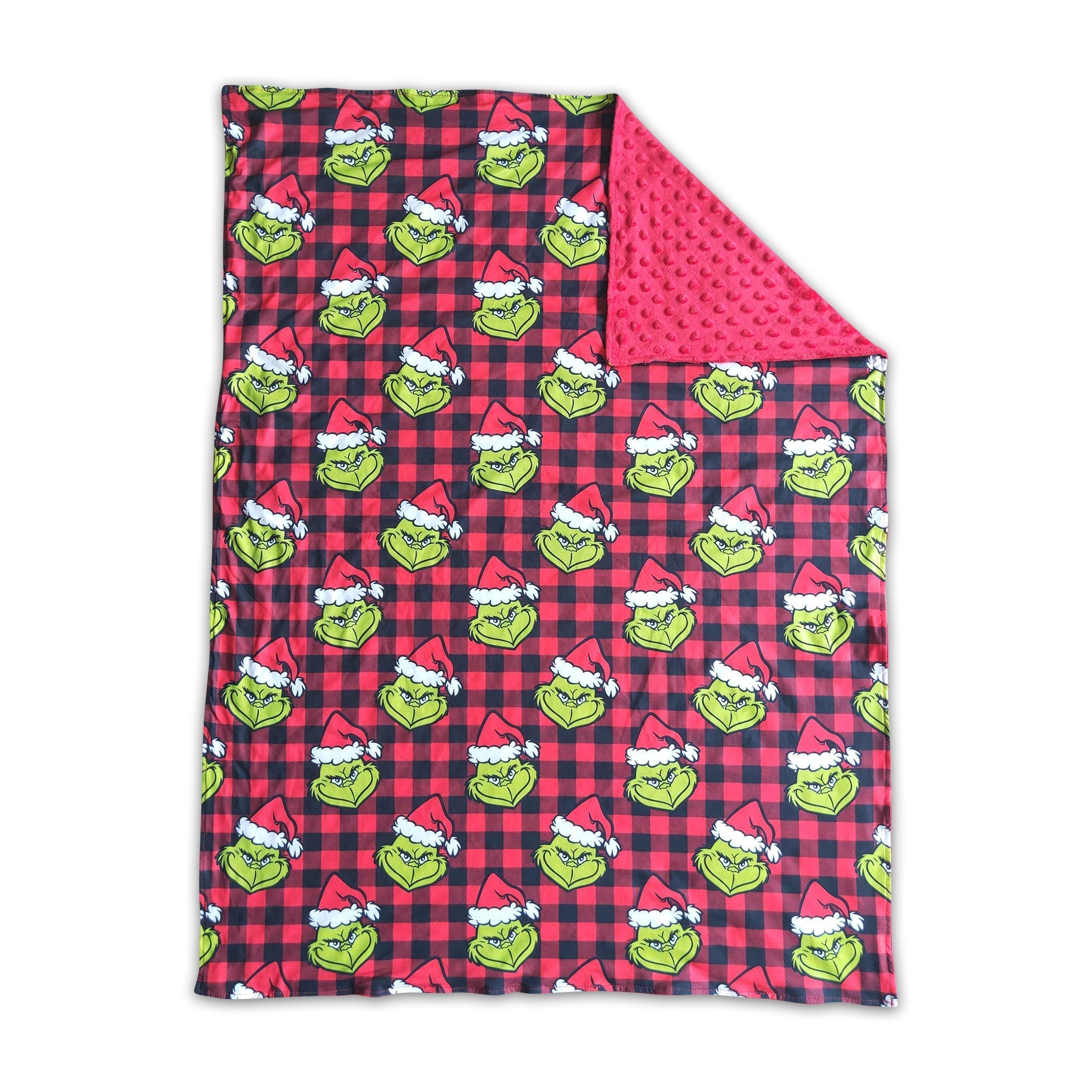 Plaid green face milk silk minky blankets - BIG FRENCHIES