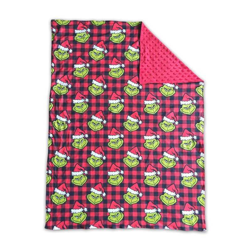 Plaid green face milk silk minky blankets - BIG FRENCHIES