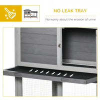 Wooden Mobile Rabbit Hutch With Wheels, Run Box, Slide-out Tray, Ramp