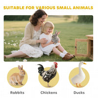 PawHut Wooden Rabbit Hutch Elevated Bunny Cage Indoor Small Animal Habitat With Enclosed Run With Wheels, Ramp, Removabl
