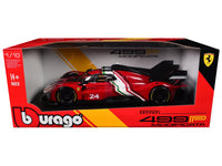 Ferrari 499P Modificata #24 Red with Italian Flag Stripes "Racing" Series 1/18 Diecast Model Car by Bburago