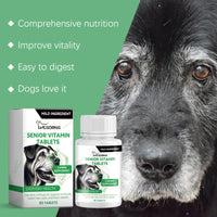 Senior Dog Vitamin Tablets, Multivitamin Supplement For Older Dogs, Support Immunity, Eyes, Skin & Bone Health, 80 Chewa