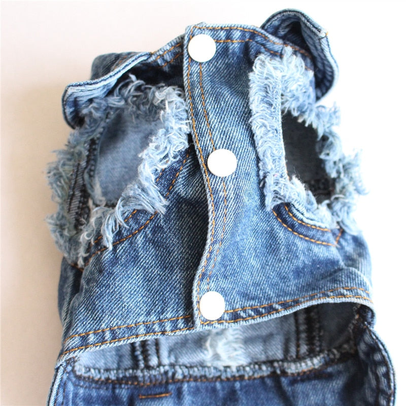 Pet Dog Cat Blue Denim Jeans Jacket Coat Vest - BIG FRENCHIES