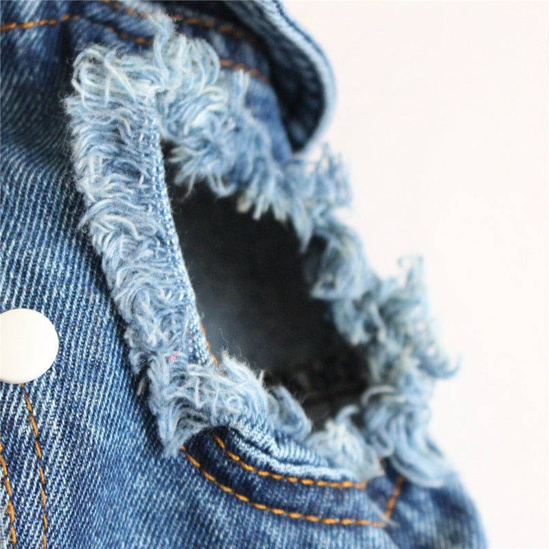 Pet Dog Cat Blue Denim Jeans Jacket Coat Vest - BIG FRENCHIES