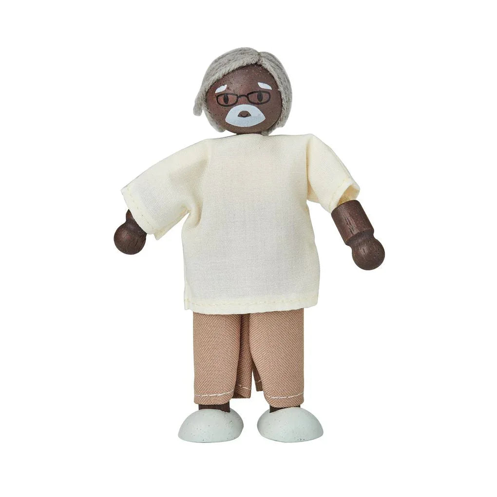 Grandfather Dollhouse Figure - Dark Skin Tone - BIG FRENCHIES