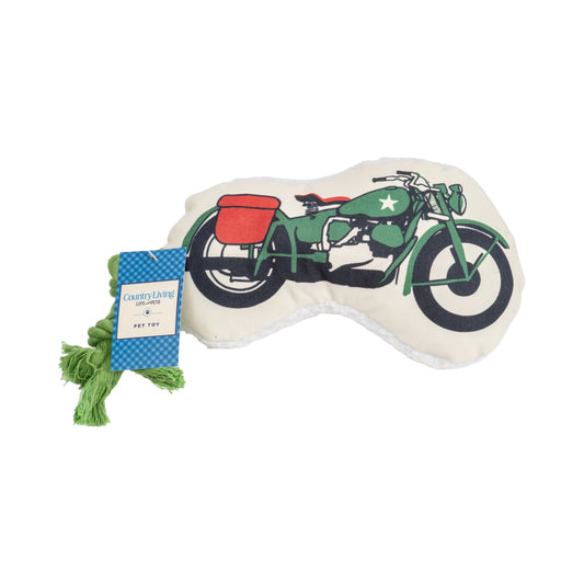 Country Living Retro Army Motorcycle with Squeaker & Crinkle Paper Plush Dog Toy - BIG FRENCHIES