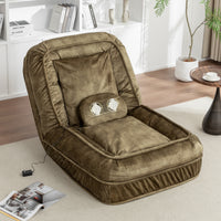 Upholstered Human Dog Bed for Adult & Pets,with 5 Adjustable Position &Massage Pillow, Bean Bag floor sofa with 2 Soft P