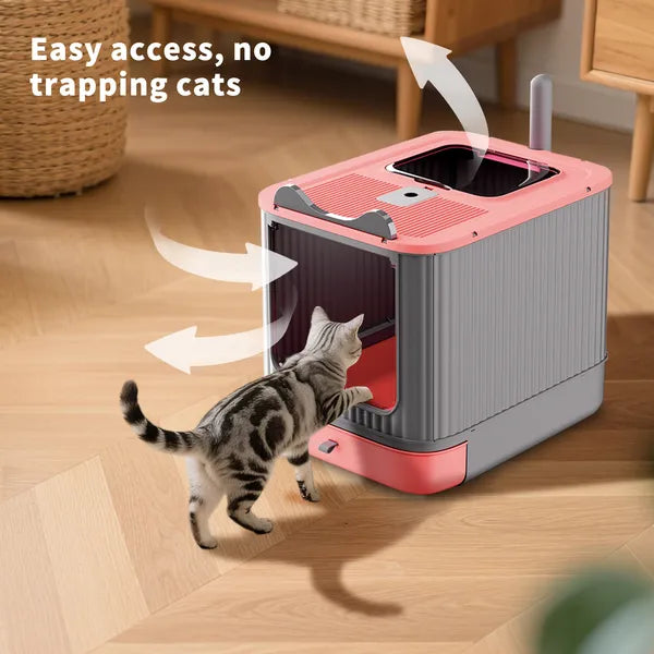 Elevated Leak Proof Elf Pink Cat Litter Box, Made Of Sturdy And Durable Materials, Also Suitable For Multi Cat Household