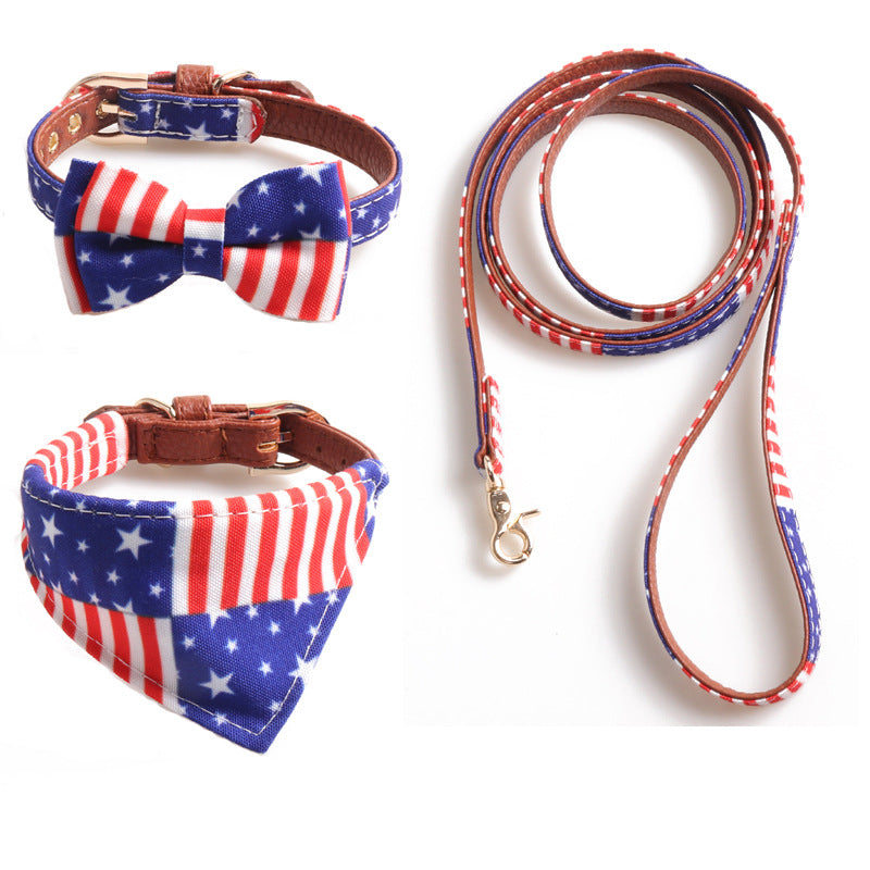 3-Piece Dog Collar Set – Patriotic Stars & Stripes Design-Pet Collars & Leashes-BIG FRENCHIES-Jane's Pet Boutique