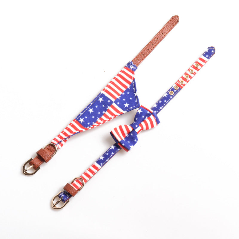 3-Piece Dog Collar Set – Patriotic Stars & Stripes Design-Pet Collars & Leashes-BIG FRENCHIES-Jane's Pet Boutique