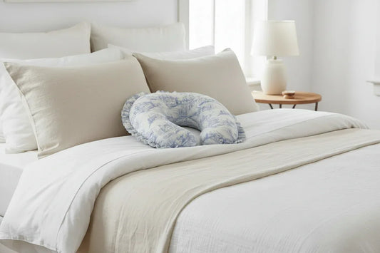 Blue Toile Ruffle Nursing Pillow Cover - BIG FRENCHIES