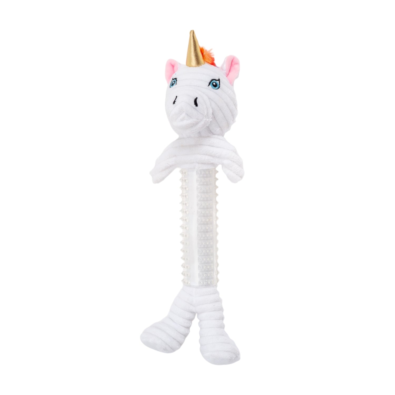 Country Living Thermoplastic Rubber Skinny Unicorn Corduroy Plush Dog Toy – with Squeaker & Crinkle Paper - BIG FRENCHIES
