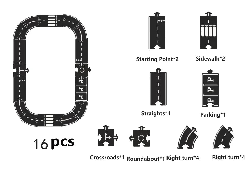 Flexible Rubber Roads Play Set – Open-Ended City & Car Track Play - BIG FRENCHIES