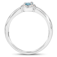 0.68 Carat Genuine Blue Zircon and White Zircon .925 Sterling Silver Ring