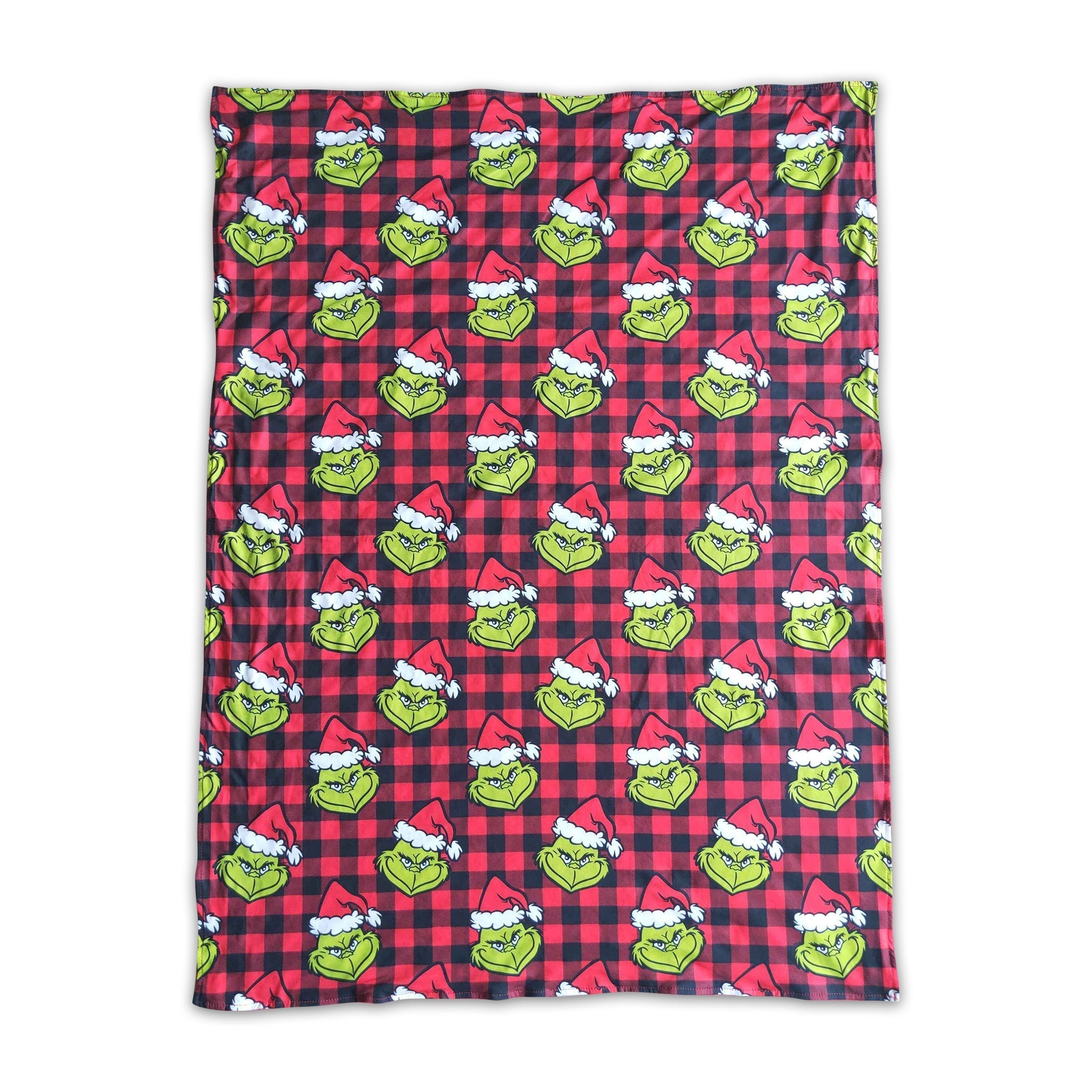 Plaid green face milk silk minky blankets - BIG FRENCHIES