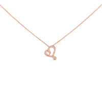 14k Rose Gold Plated Silver 1/10 Cttw Diamond Open Heart Pendant Necklace