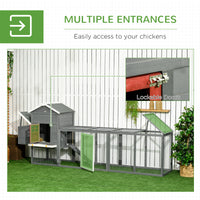 118" Extra Large Chicken Coop with Asphalt Roof, Wooden Hen Run with Slide-Out Tray and Nesting Box, Chicken Hutch for 3