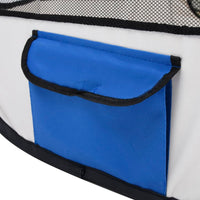 Dog Playpen Blue and Cream Polyester, Steel 43.3 x 43.3 x 22.8 in