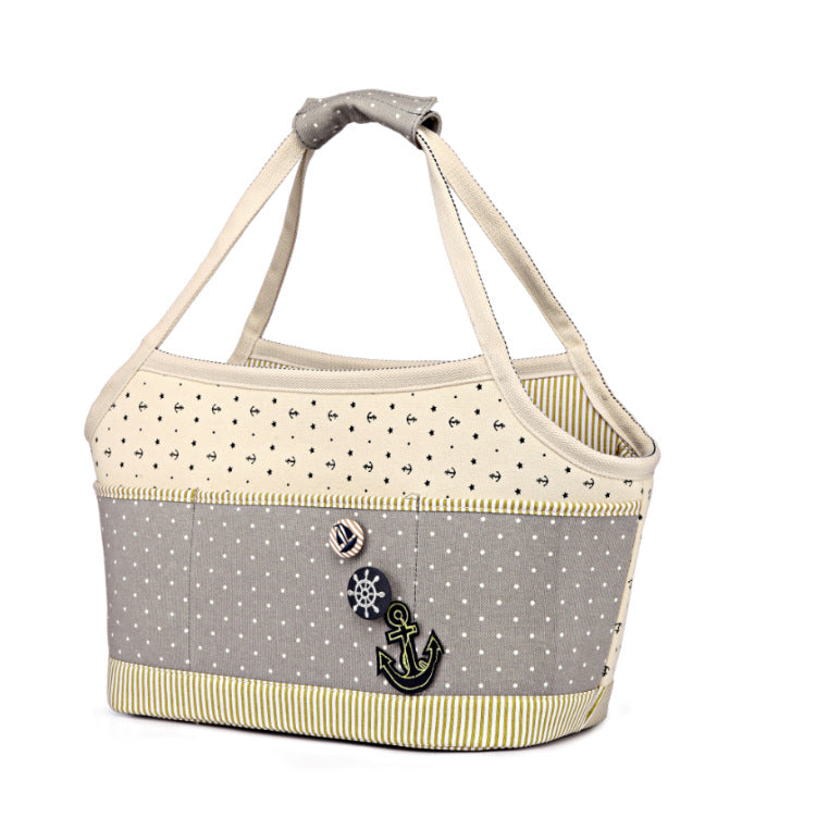 Canvas Pet Carrier Tote with Nautical Design – Breathable & Stylish-Pet Carriers & Travel-BIG FRENCHIES-Jane's Pet Boutique