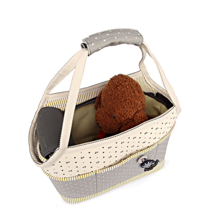 Canvas Pet Carrier Tote with Nautical Design – Breathable & Stylish-Pet Carriers & Travel-BIG FRENCHIES-Jane's Pet Boutique