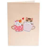 Love Cat Mugs Pop Up Card- 5" x 7"