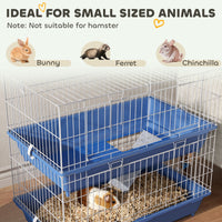 2-Tier Guinea Pig Cage, Ferret Cage, Chinchilla Cage, Small Animal Cage Indoor with Dish and Bottle, 2 Doors, Deep Botto