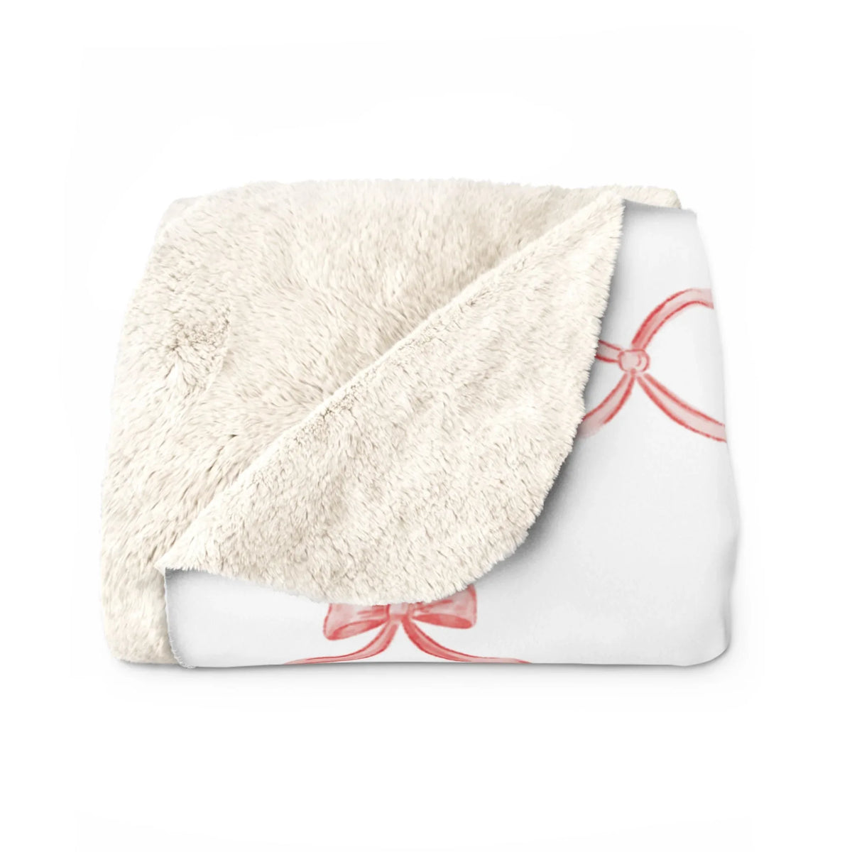 Three Bees Trellis Bow Cozy Sherpa Fleece Blanket - Red - BIG FRENCHIES