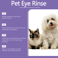 Pet Eye Rinse For Dogs & Cats, Gentle Eye Cleaner Solution With Hyaluronic Acid, Honeysuckle Extract & Taurine, Tear Sta