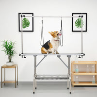 Foldable Dog Grooming Table with Height Adjustable Arms-Black