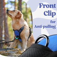 Dog Harness For Large, No Pull Easy On & Off With 3 Buckles Pet Harness, Adjustable Soft Walking Vest With 2 Clips And H